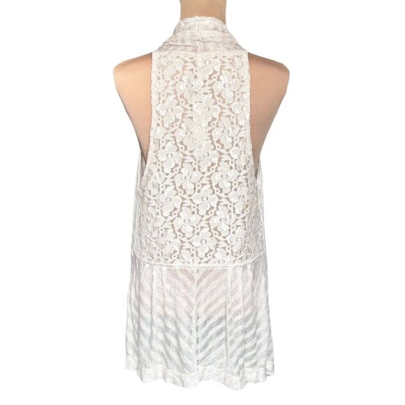 NWT Willow & Clay Boho Vest Sz .L Cream Floral Lace Asymmetrical Hem Cottage - Picture 6 of 13